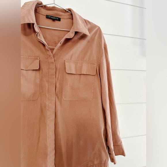 Dynamite Button Down Shacket - Light Rust - Size: Large - Picture 3 of 9